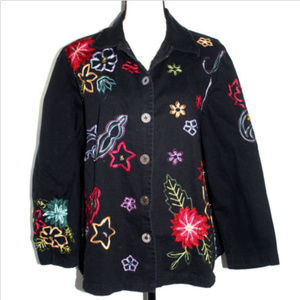 New Direction Womens Size 2X Black Denim Jacket